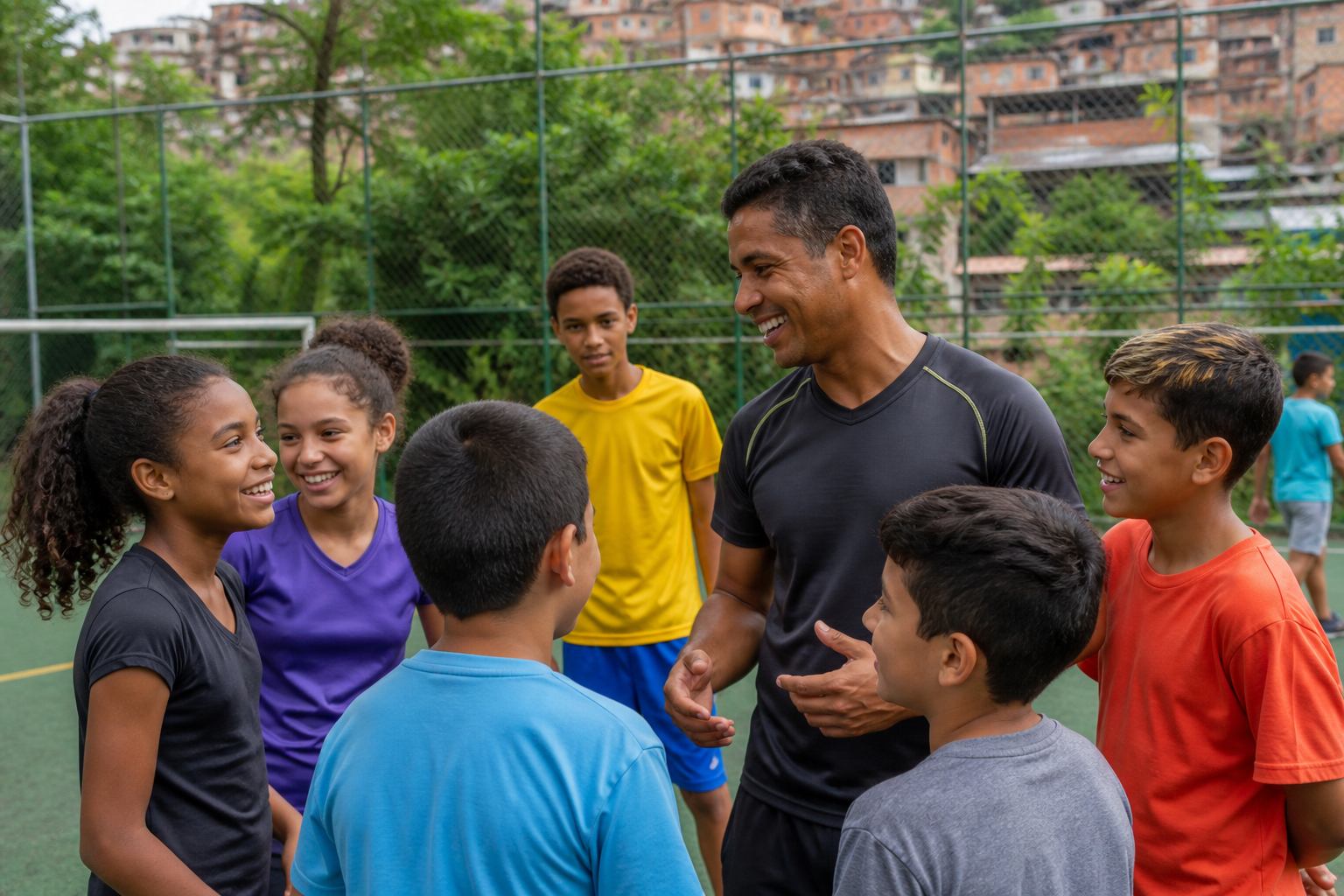 Entrenamiento comunitario de fútbol con jóvenes