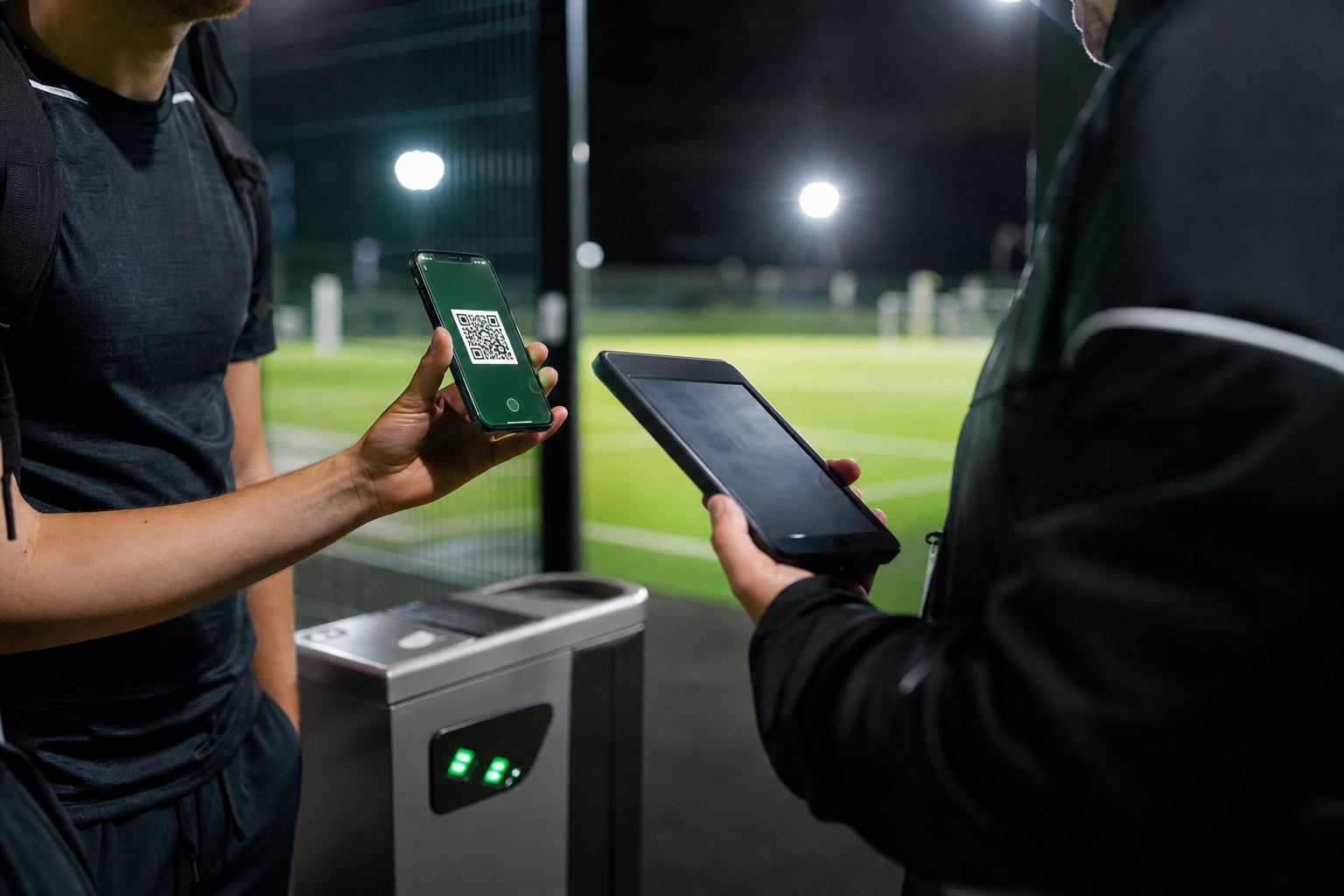 Jugador mostrando código QR para entrar a la cancha reservada
